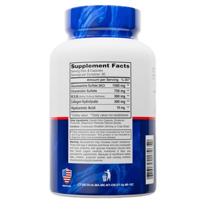 ALFLEXIL Premium Glucosamine Chondroitin Nutritional Supplement - Healthy Joint, Bone Knee Support - Rich in MSM Collagen - Organic Natural Ingredients - Made in USA - 120 Capsules 2 Pack