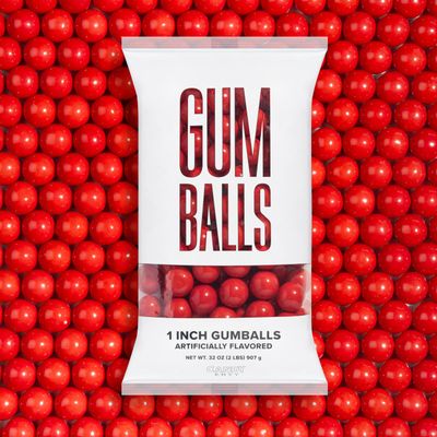 Candy Envy - Red 1 Inch Gumballs - 2lb Bag - Approximately 113 Gumballs Per Bag - North American Made Kosher Certified