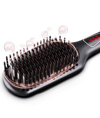 MEGAWISE Pro Ceramic Ionic Hair Straightener Brush for Home Salon MCH Fast 20s Heating Tech with Auto-Off Safety Anti-Scald with Universal Dual Voltage Rotatable Power Cord