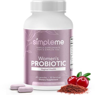 Simpleme Womens Probiotics with Prebiotics, Cranberry - Vaginal Probiotics for Women - For pH Balance, UTI, Vaginal Health, Gut Flora - Women&#39;s Probiotics Supplement Complex for Wellness - 60 Capsules