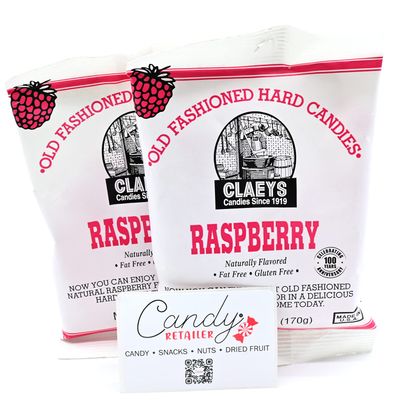 Candy Retailer Claey&#39;s Old Fashioned Hard Candies 6oz Bag (Natural Raspberry, Pack of 2)