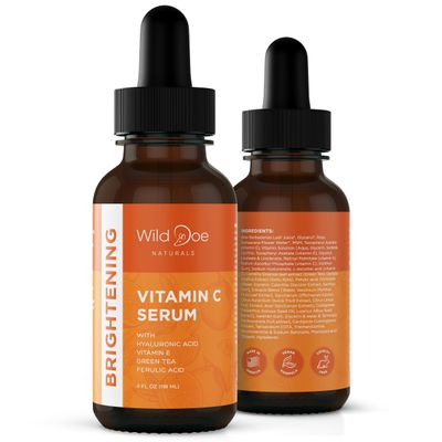 Vitamin C Serum for Face with Hyaluronic Acid - Firming Anti Aging Serum, Pore Minimizer, Acne Scars and Dark Spot Remover for Face - Vitamin C facial serum Ferulic Acid, Vitamin E, Green Tea -4 oz