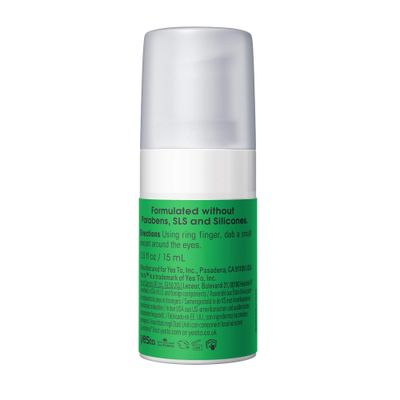 Yes To Cucumber Daily Eye Treatment, Moisturizing Quick-Absorbing Treatment For Under-Eye Skin To De-Puff Hydrate, With Caffeine Compound Evodia Fruit Extract, Natural Cruelty Free, 0.5 Fl Oz