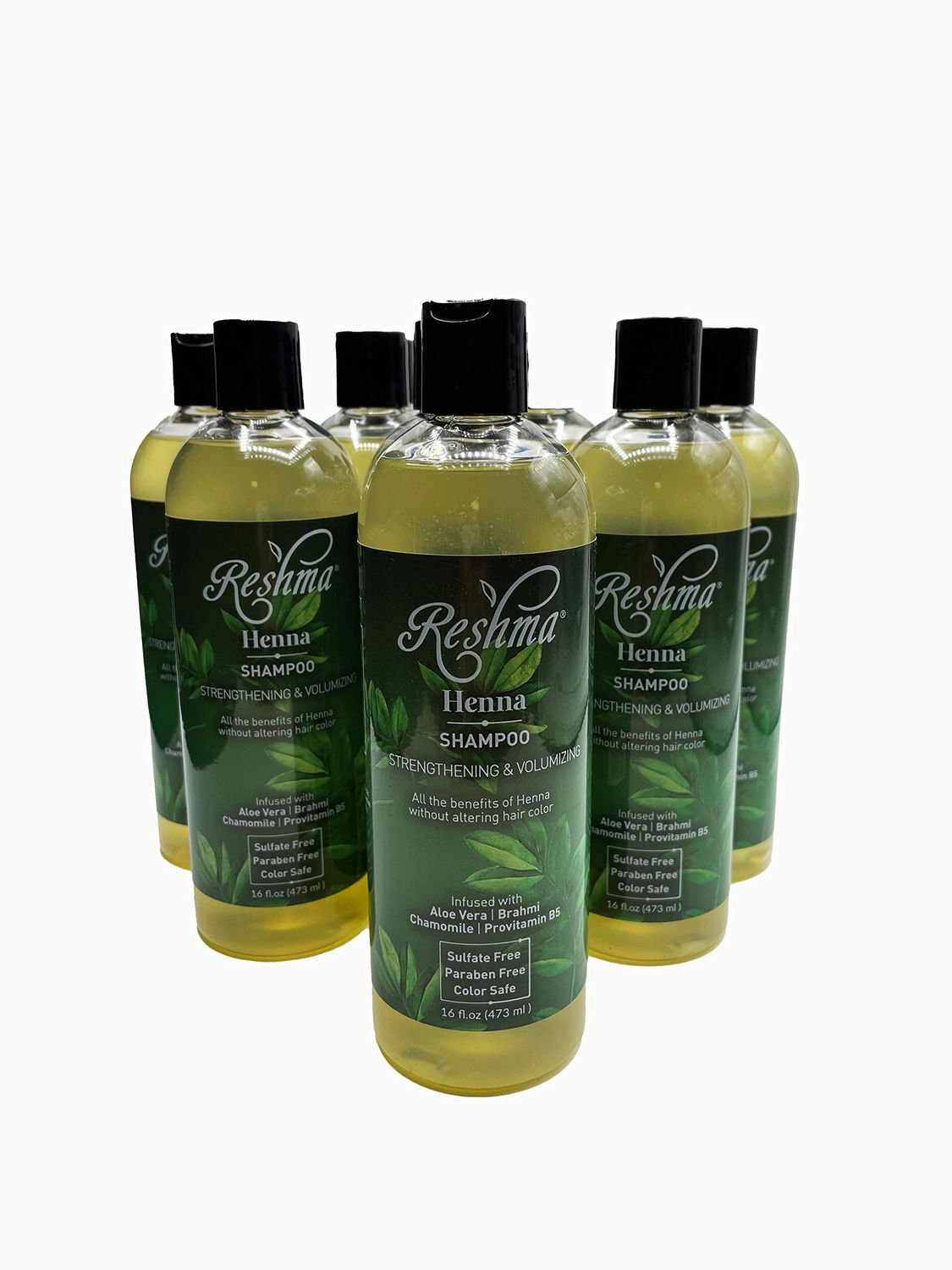 Reshma Beauty Shampoo Infused with Henna Oil, ProVitamin B5, and Brahmi Strengthening Volumizing Shampoo for All Hair Types Sulfate Free, Paraben Free, Silicon Free (Pack Of 12)