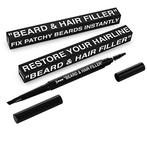 BEST Beard Hair Filler PenPencil Brush - Instantly Fill Patches Thin Areas for a Perfect Beard Hairline - More Effective Than Hair Fiber - Waterproof - Vegan wVitamin E for Healthy Growth