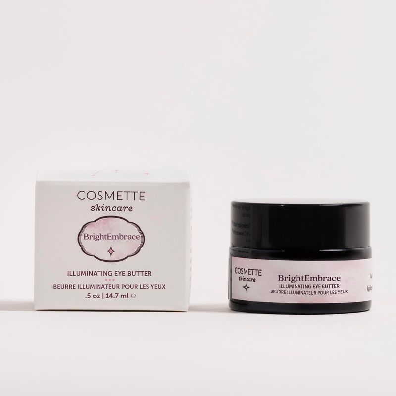 Cosmette Bright Embrace Vitamin B3 Eye Cream, Vegan Under Eye Butter for Protection Hydration With Marula Plum Oils, Gentle Serum for Sensitive Skin, Natural Skincare, 0.5 FL Oz