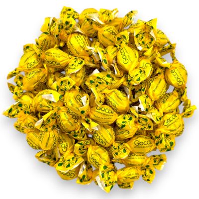 Premium Gourmet Italian Lemon Drops-1.5 lbs Gocce Limoni Di Sicilia Hard Candy Individually Wrapped-Genuine Sicilian Lemon Juice Filling-Flavored Vegan and Gluten-Free(24 oz)