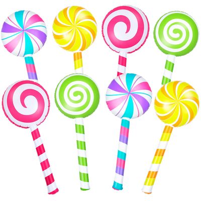 Poen 8 Pcs Large Inflatable Lollipop 29.53 Inch Candy Birthday Party Decorations Inflatable Giant Lollipop Prop Candy Shape Balloons for Themed Party Favors(Classic)