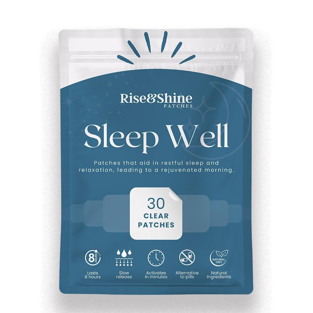Sleeping Patches by Rise Shine - Extra Strength Natural Sleep Aid Slow Release All-Night Support Easy-to-Use Transdermal Stickers with Melatonin, Valerian Magnesium - 30 Patches