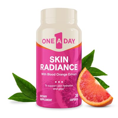One A Day Skin Radiance, Skin Supplement to Support Hydration Glow with Blood Orange Extract Collagen Health with Vitamin C Vitamin E, 30 Capsules