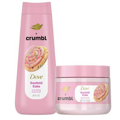 Dove Moisturizing Body Wash Scrub Confetti Cake Scent 20oz Wash 15oz Scrub Limited Edition
