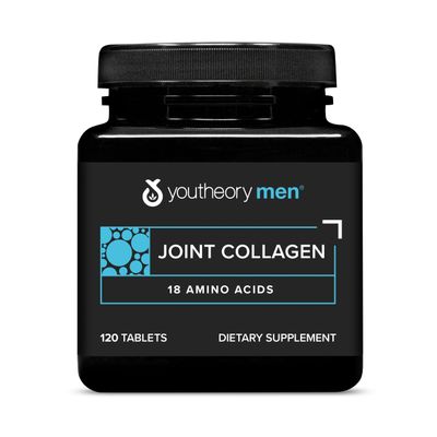 Youtheory Men&#39;s Joint Collagen with 18 Amino Acids - Premium Collagen for Men - Joint Support Supplement with Boswellia Extract, Ginger Black Pepper - Dairy, Soy Gluten Free - 120 Tablets
