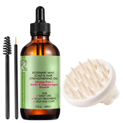 Rosemary Oil for Hair 60ml, Rosemary Oil With A Silicon Massage Brush, Strengthens Hair and Nourishes Scalp