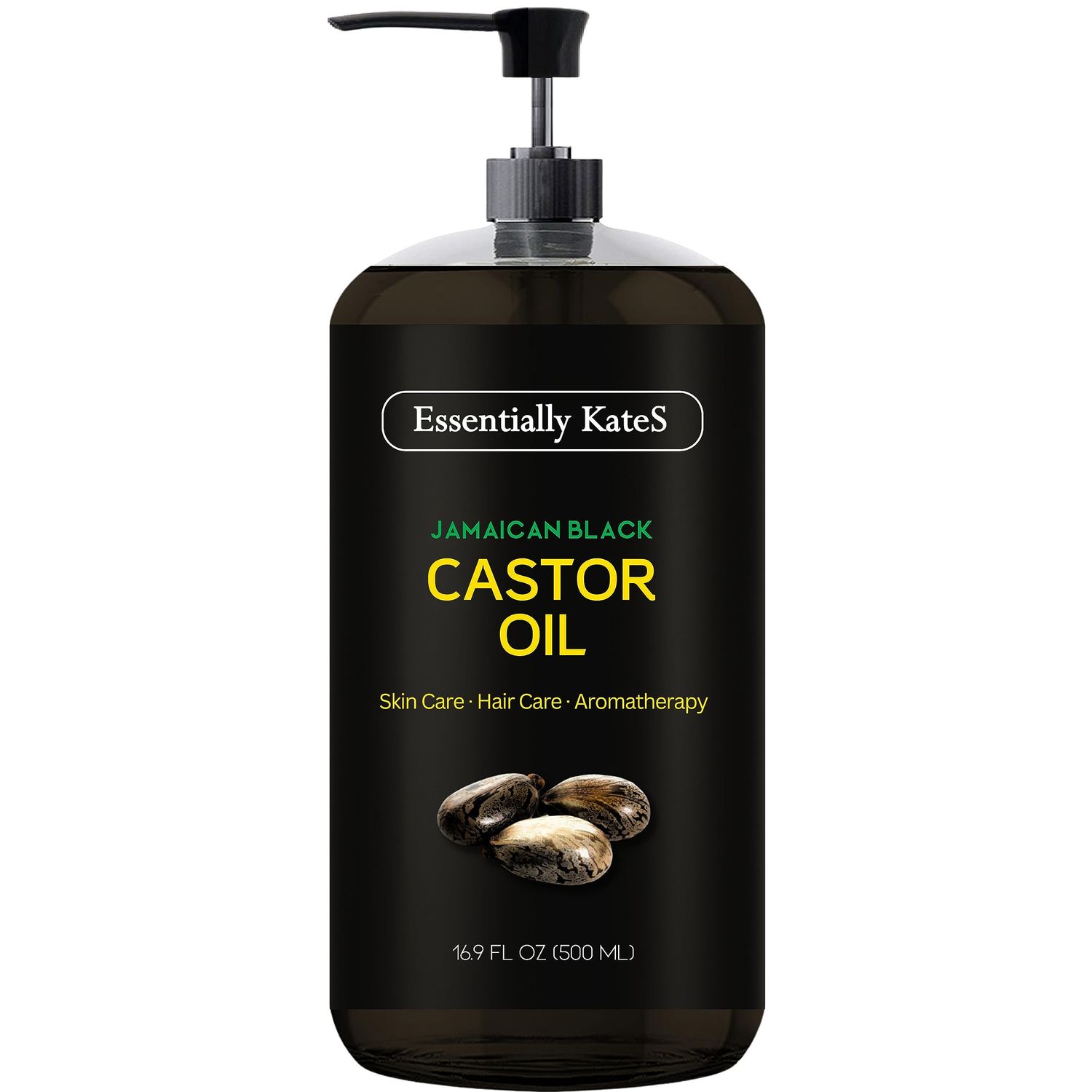 Essentially KateS Jamaican Black Castor Oil 16.9 Fl Oz - Rich in Vitamin E, Omega Fatty Acids and Minerals - Carrier Oil for Hair Growth Oil, Eyebrows Eyelashes, Scalp and Nail