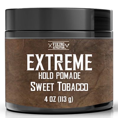 Viking Revolution Sweet Tobacco Hair Pomade for Men - Extreme Hold Water-Based Hair Gel - Extra Firm Strong Hold With High Shine - Men&#39;s Hair Cream (4oz)
