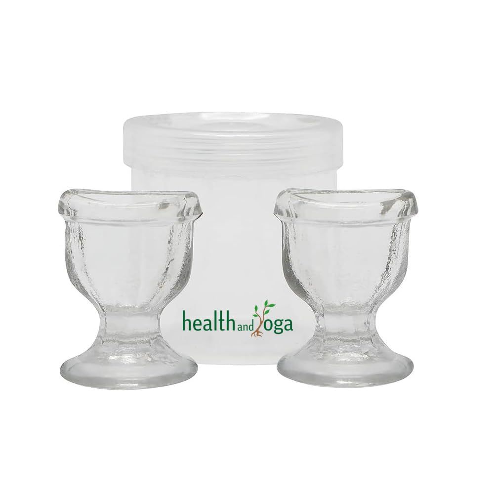 HealthAndYoga ChillEyes Transparent Glass Eye Wash Cup - Effective Eye Rinse and Cleansing - Eco-Friendly, Non-Reactive, Safe and Comfortable (Clear - Set of 2)