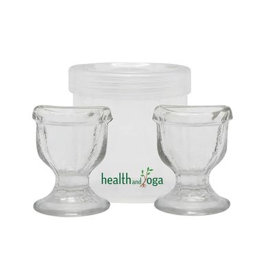 HealthAndYoga ChillEyes Transparent Glass Eye Wash Cup - Effective Eye Rinse and Cleansing - Eco-Friendly, Non-Reactive, Safe and Comfortable (Clear - Set of 2)