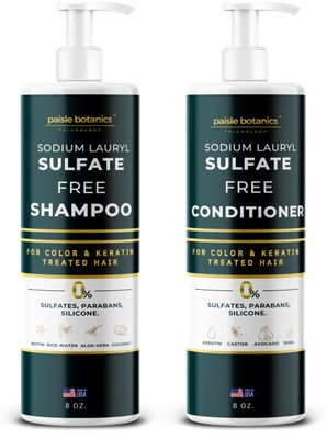 Sodium Lauryl Sulfate Free Shampoo and Conditioner Set For Color Treated Hair ALL NATURAL Women Men Shampoo and Conditioner SLS Paraben and Sulfate Free for Daily Routine