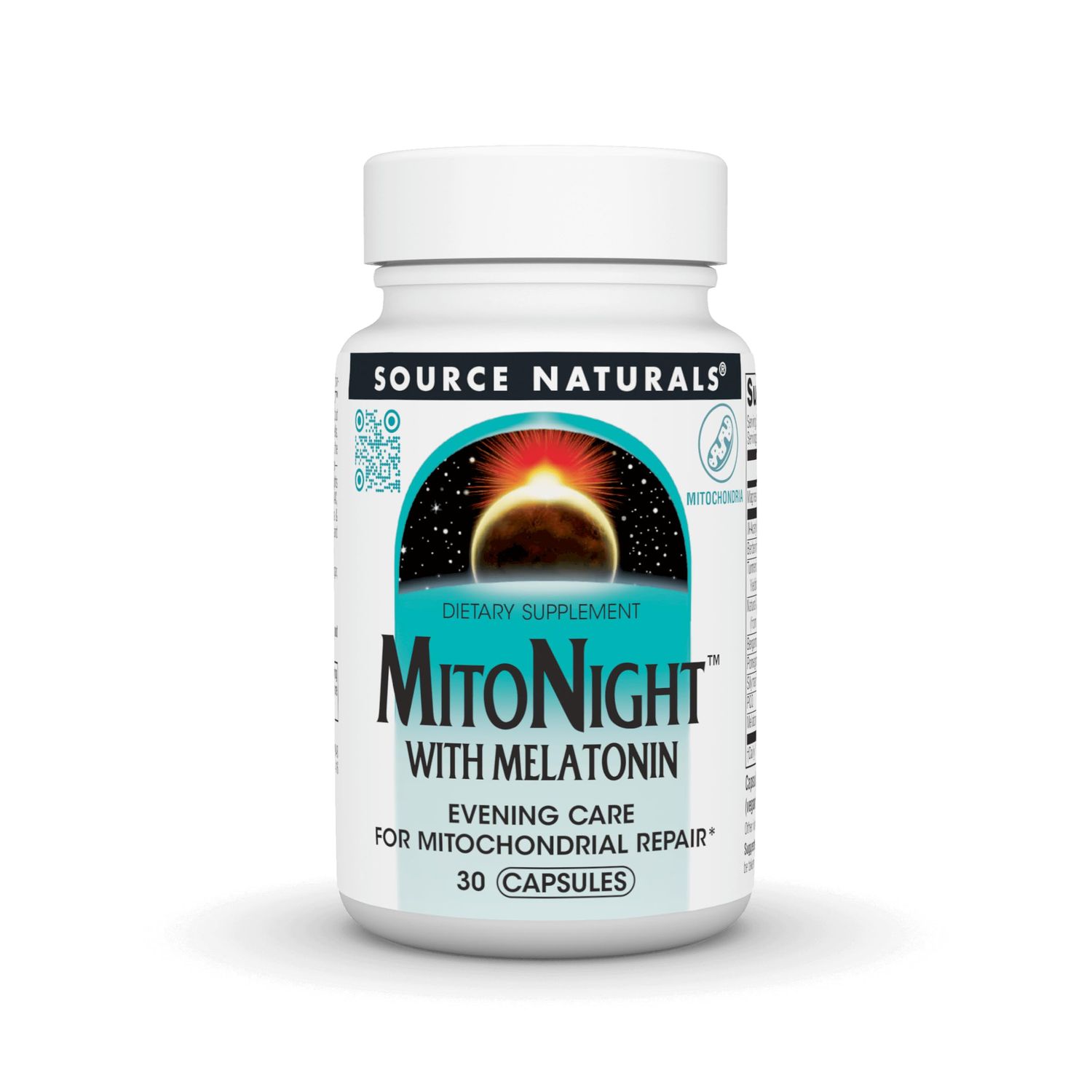 Source Naturals MitoNight with Melatonin, Evening Care for Mitochondrial Repair - 30 Capsules