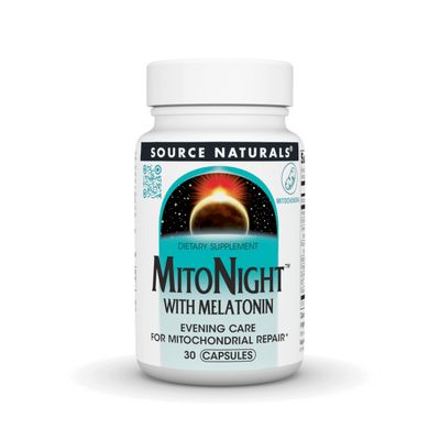 Source Naturals MitoNight with Melatonin, Evening Care for Mitochondrial Repair - 30 Capsules