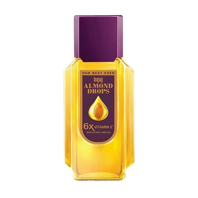 Bajaj Almond Drops Hair Oil, Almond Oil Enriched with 6X Vitamin E, Light and Non-Sticky, Hair Fall Control 6.76 fl.oz (200ml)