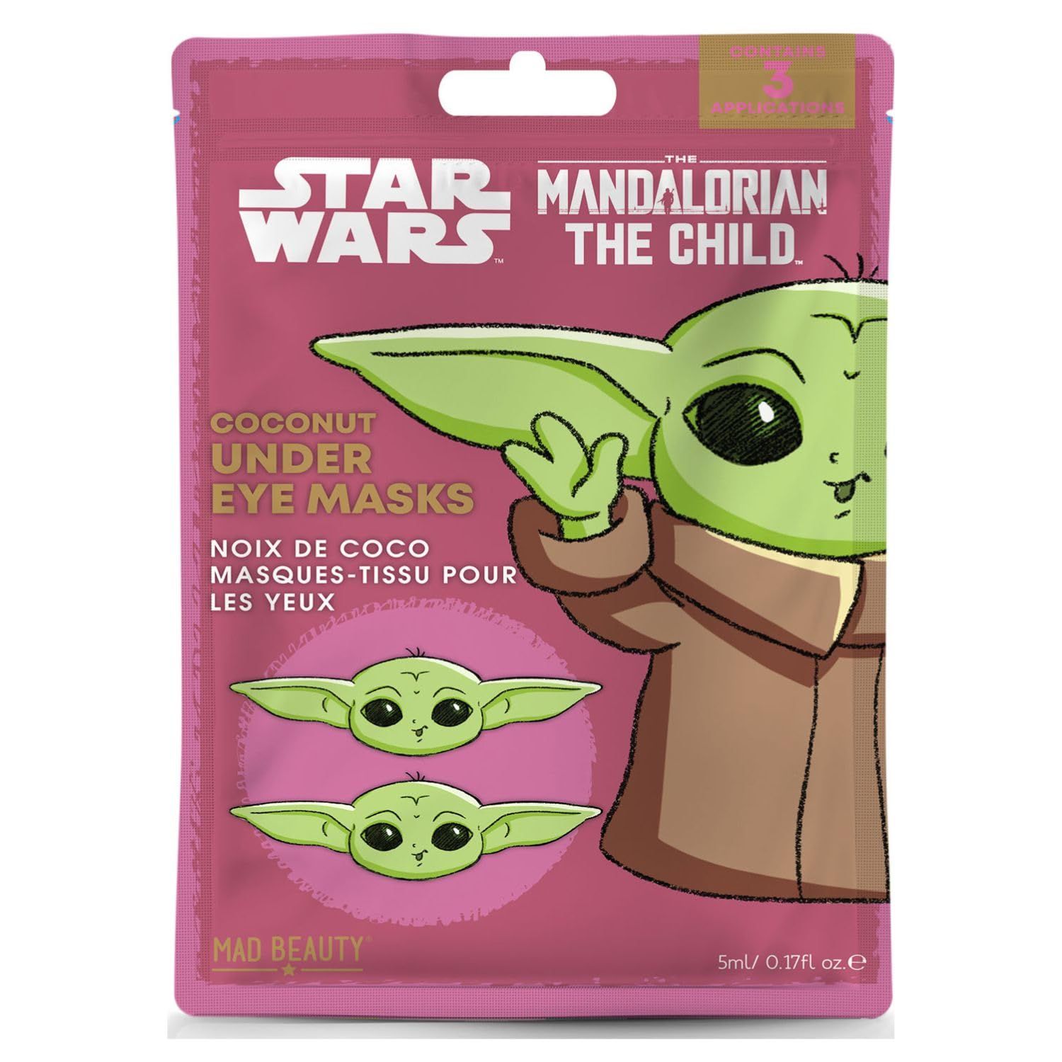 MAD Beauty Star Wars Grogu Under Eye Patches Mandalorian the Child, Baby Yoda Character Design Aloe vera, Coconut Dark Circles, Puffy Eyes, Refreshing Fun Cute Skincare Gift for Women Men
