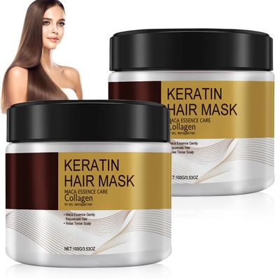 Omaky Collagen Hair Mask for Damaged Hair, Argan Oil, 100ml, 2 Pcs, Deep Repair, Keratin Protein Coconut Oil, for All Hair Types