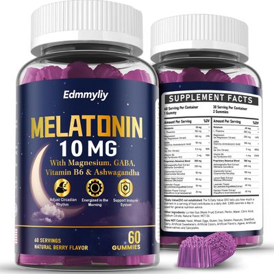 Melatonin 10mg 20mg Gummies for Adults - 10mg of Melatonin Per Gummy with Magnesium, L-Theanine, GABA, Vitamin B6 Ashwagandha - Supports Health Circadian Rhythm, Sugar Free Vegan