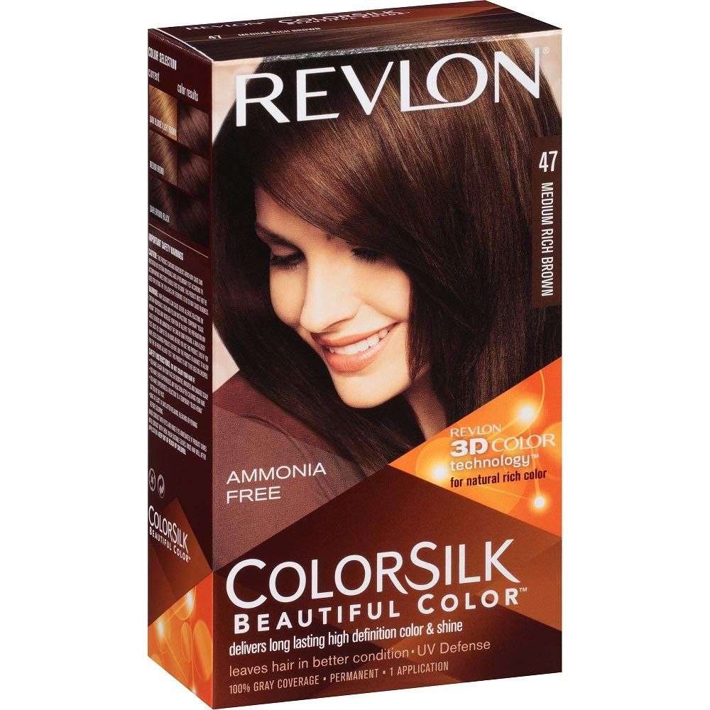 Revlon ColorSilk Hair Color 47, Medium Rich Brown 1 ea (Pack of 7)
