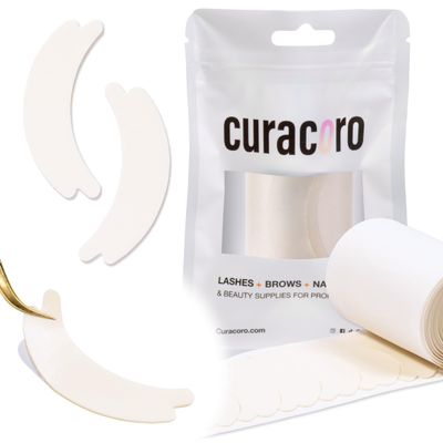Curacoro Double Foam Eye Pads For Lash Extension, Hypoallergenic Eye Pads Lash Extension Supplies for Oily Skin Sensitive Eyes, Soft Sticky Pads for Lash Perm Lamination, Lash Remover (46 Pads)