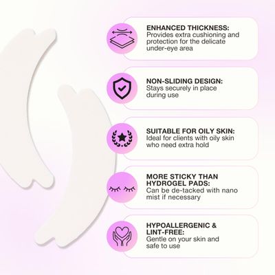 Curacoro Double Foam Eye Pads For Lash Extension, Hypoallergenic Eye Pads Lash Extension Supplies for Oily Skin Sensitive Eyes, Soft Sticky Pads for Lash Perm Lamination, Lash Remover (46 Pads)
