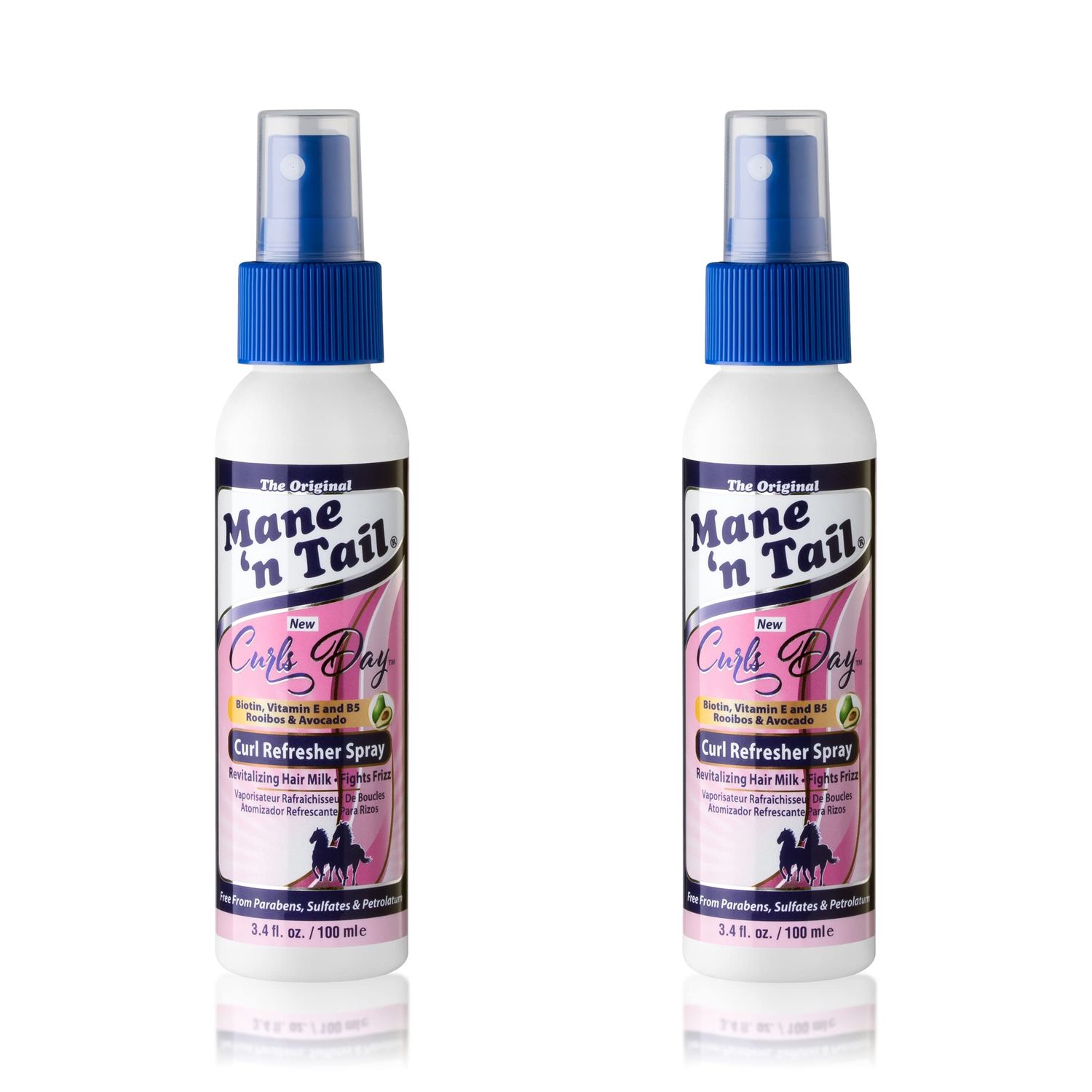 Mane &#39;n Tail Curls Day Curl Refresher Spray (2 Pack) - 3.4 Oz Each, Lightweight Mist to Revitalize, Detangle Reactivate Curls, Coils, Waves