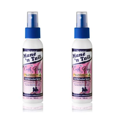 Mane &#39;n Tail Curls Day Curl Refresher Spray (2 Pack) - 3.4 Oz Each, Lightweight Mist to Revitalize, Detangle Reactivate Curls, Coils, Waves