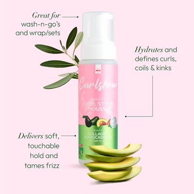 ORS Olive Oil Curlshow Curl Style Mousse Infused with Collagen Avocado Oil for Strength Length, Alcohol Free (7.0 oz)