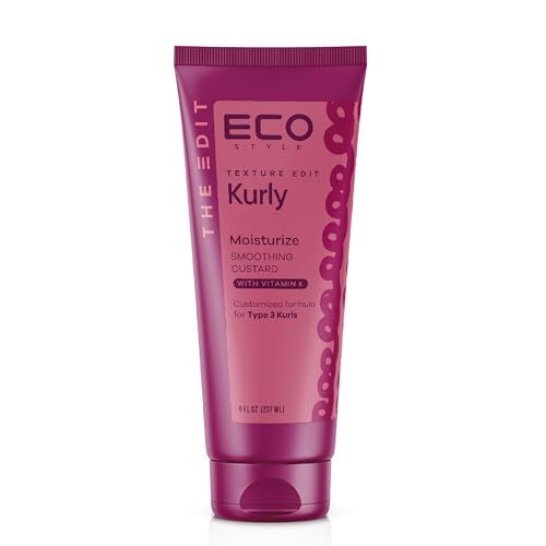 Eco Style, Texture Edit, Kurly Moisturize Smoothing Cream for Type 3 curly hair - A sulfate-free, curl cream that smooths, combats frizz and nourishes parched curls. 8 oz.