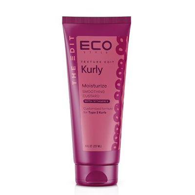 Eco Style, Texture Edit, Kurly Moisturize Smoothing Cream for Type 3 curly hair - A sulfate-free, curl cream that smooths, combats frizz and nourishes parched curls. 8 oz.