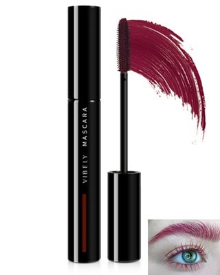 Burgundy Mascara Waterproof for Eyelashes,Longlasting Curling Dark Red Liquid Mascara Volume and Length,Cosplay Party Stage Colored rimel de pestaas, Mother&#39;s Day Eye Makeup Gift for Women Girl