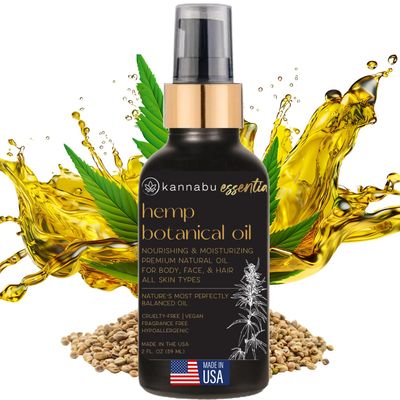 Kannabu Essentia Hemp Botanical Oil for Skin, Hair, Nails Body All Natural Vitamin E Pure Omegas Cold-Pressed Hemp Seeds Vegan Non-GMO Cruelty-Free (2 Fl Oz - Pack of 1)