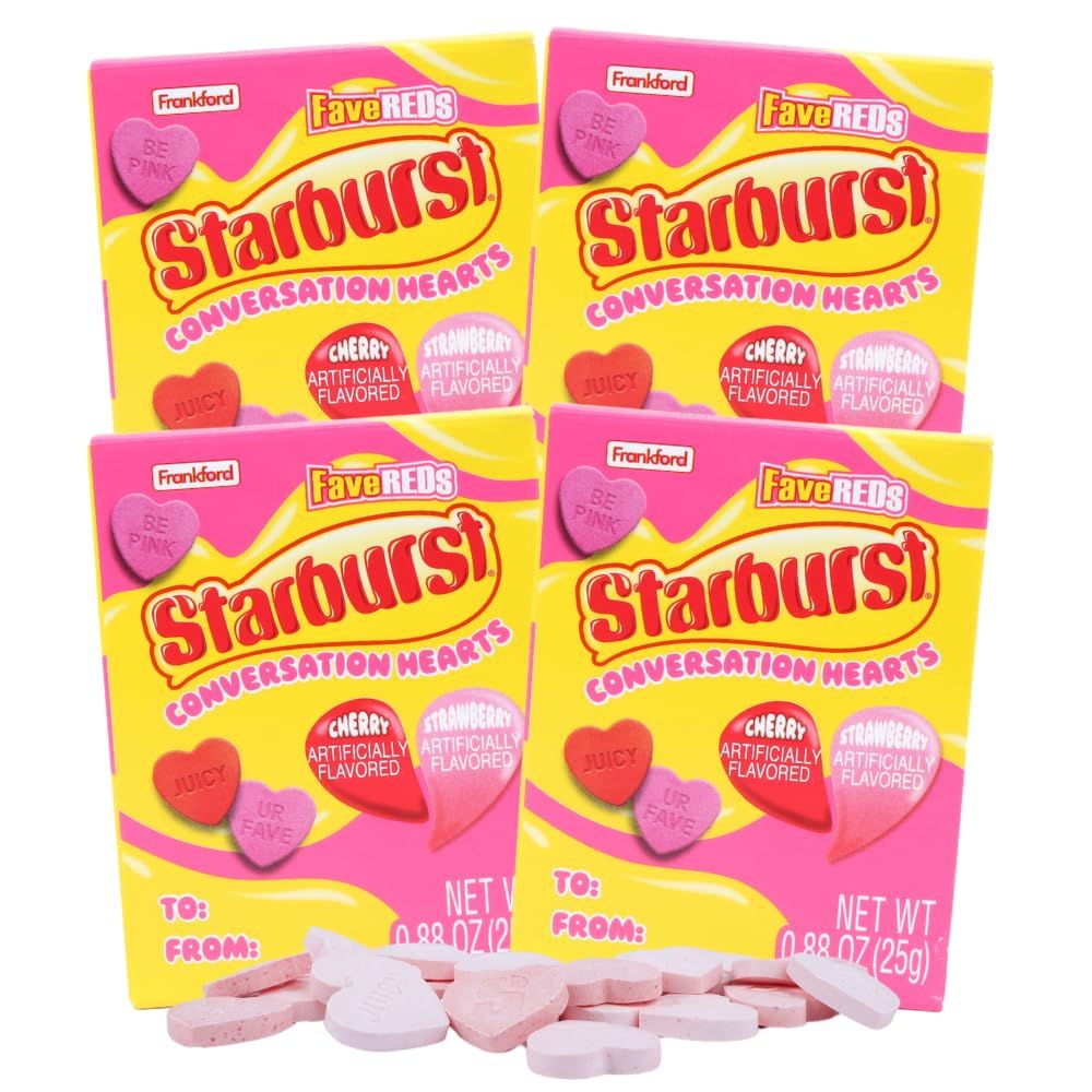 Starbursts Conversation Hearts, Classic Valentine&#39;s Day Candy, .88 Ounces Each (Pack of 4)