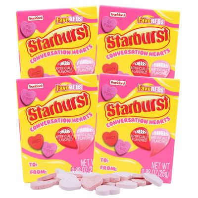 Starbursts Conversation Hearts, Classic Valentine&#39;s Day Candy, .88 Ounces Each (Pack of 4)