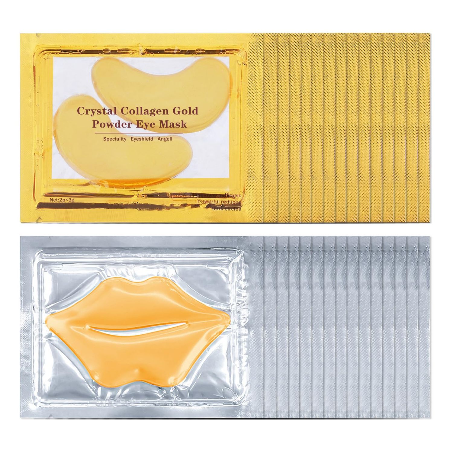 CAHIUYOA 30PCS Lip Mask Eye Mask 24k Gold Under Eye Patches for Puffy Eyes and Dark Circles Effectively Moisturizing the Lip and Eye Skin Reducing Fine Lines