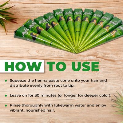 Reshma Beauty Pack of 12 Henna Cones for Hair 100 Natural Ready to use Henna Paste Hair Color Infused with Eucalyptus Oil Nourishing Long-Lasting Chemical Free Ayurvedic Hair Dye (Original)