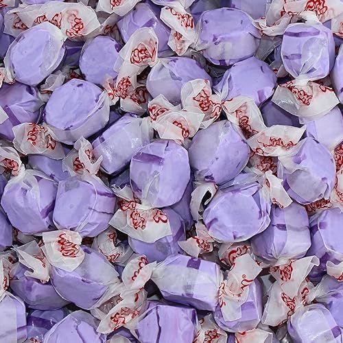 Grape Salt Water Taffy - Individually Wrapped Assorted Flavors - Old Fashion Saltwater Taffy Candy Bulk, by Queen City Candy Cave (1 Pound)