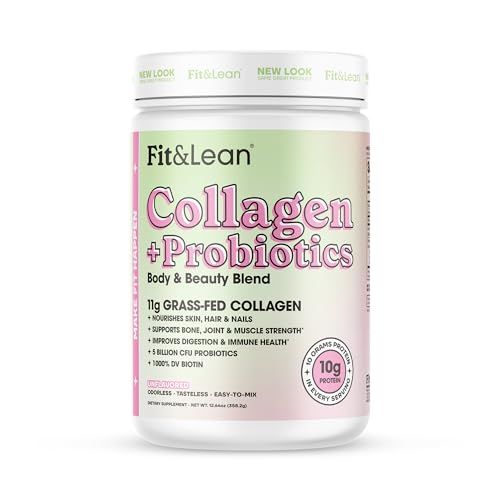 Fit Lean Collagen Probiotics- Grass-fed Collagen Peptide Powder, Unflavored, 12.64oz