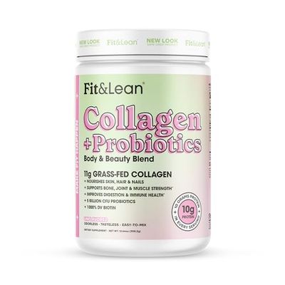 Fit Lean Collagen Probiotics- Grass-fed Collagen Peptide Powder, Unflavored, 12.64oz