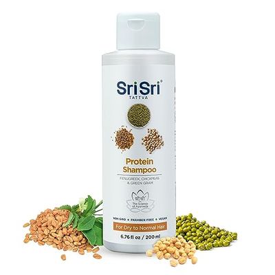 SRI SRI TATTVA Protein Shampoo - Natural Ayurvedic Haircare for Normal to Dry, Damaged Hair - Sulfate-Free Formula for Healthy, Shiny and Strong Locks (200 ml)