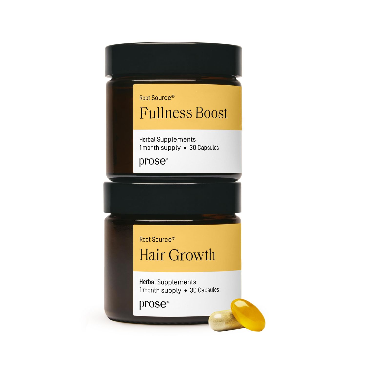 Prose Women&#39;s Hair Growth Fullness Boost Supplements, Root Source Boosted with Biotin, Clinically Proven Growth Complex for Visibly Fuller Hair in 90 Days, 30 Day Supply (2 Daily Capsules)