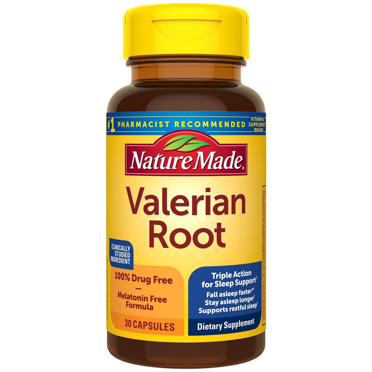 Nature Made Valerian Root for Sleep Support, Melatonin Free Sleep Aid for Adults, 30 Valerian Root Capsules, 30 Day Supply