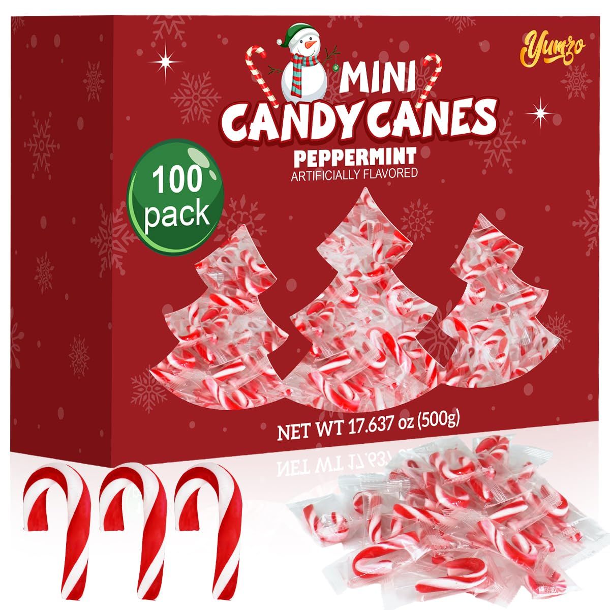Christmas Mini Candy Canes Classic Red White Peppermint Flavor for Holiday Family Indulgement - Small Candy Canes Individually Wrapped for Kids Adults, Great Candy Cane Gift Set - 100 Pack