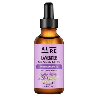 ALRE - 100ml Pure Lavender Sweet Almond Oil for Hair, Nails Body Nourishing Body Oil After Shower Perfume Oil for Skin Volumizing Lavender Essential Oils for Women Organic Dry Body Oil.